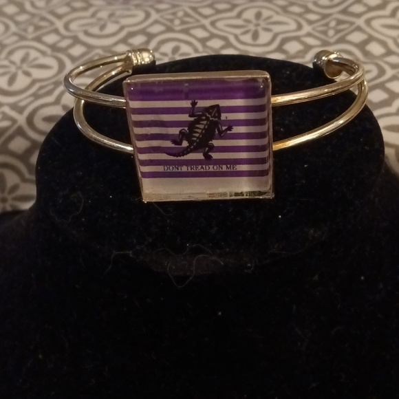 TCU Horned Frog silver bangle bracelet "Don't tread on me" custom made pe… - Picture 7 of 8